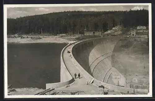 AK Forbach, Schwarzenbachtalsperre, Sperrmauer aus der Vogelschau