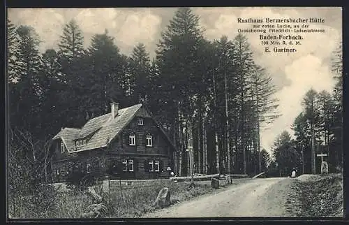 AK Baden-Forbach, Rasthaus Bermersbacher Hütte zur roten Lache an der Grossherzog Friedrich-Luisenstrasse