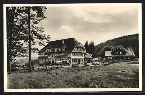 AK Bermersbach / Baden, Höhenhotel Rote Lache, Bes.Katzenbach u.Roll, mit Terrasse