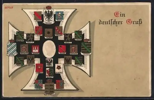 Künstler-AK Bruno Bürger & Ottillie Nr. 8753: Wappen Adelsgeschlechter von Schwarzburg, von Anhalt und Sachsen-Meiningen