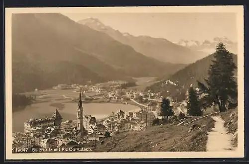 AK St. Moritz, Panorama mit Piz Corvatsch