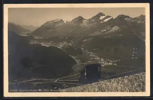 AK Muottas Muraigl, Drahtseilbahn beim Aufstieg