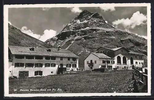 AK Pontresina, Hotel-Pension Bernina-Haus mit Piz Alv