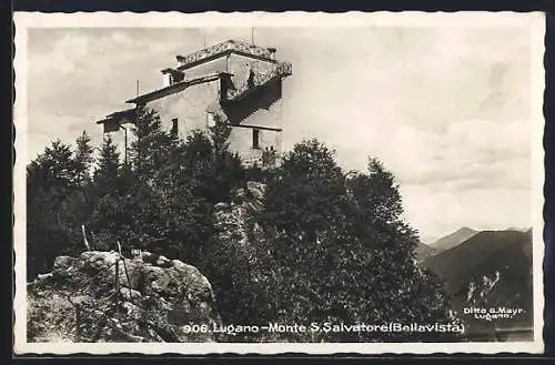 AK Lugano, Monte S. Salvatore, Haus mit Dachterrasse auf Berg