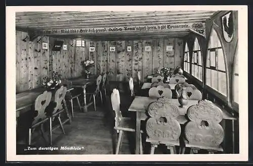 AK Twann am Bielersee, Restaurant Zum durstigen Mönchlein, Innenansicht