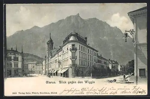 AK Glarus, Ortspartie mit Blick gegen den Wiggis