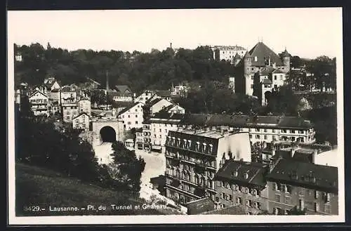 AK Lausanne, Pl. du Tunnel et Chateau