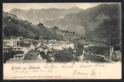 AK Seewis, Panorama mit Kirche