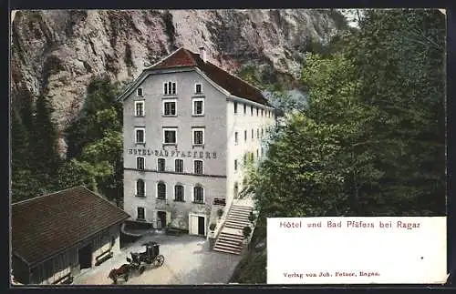 AK Bad Pfäfers, Hotel, Pferdekutsche