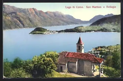 AK Bellagio, Blick zum Ort mit Kirche San Martino, Lago di Como