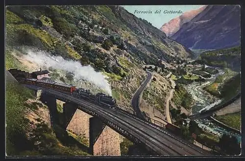 AK Gironico, Ferrovia del Gottardo, La Biaschina, Galleria spirale, schweizer Eisenbahn