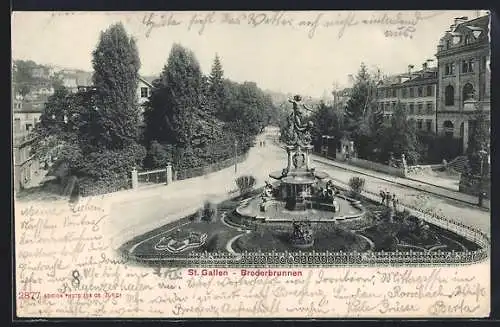 AK St. Gallen, Idylle am Broderbrunnen