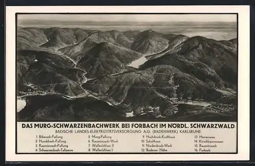 AK Forbach, Ansicht des Murg-Schwarzenbachwerkes