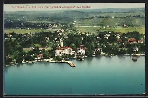 AK Bad Schachen a. Bodensee, Ortsansicht vom Luftschiff Zeppelin aus