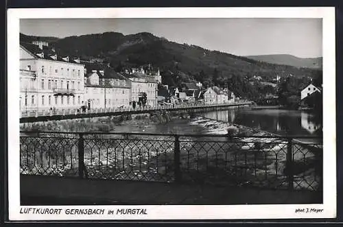 AK Gernsbach im Murgtal, Ortsansicht mit Fluss