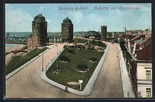 AK Duisburg-Ruhrort, Aufgang zur Rheinbrücke