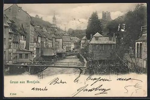 AK Montjoie, Ortsansicht mit Brücke