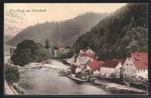 AK Gernsbach, Ortsansicht aus der Vogelschau