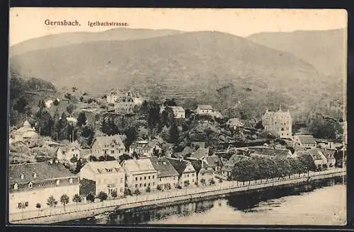AK Gernsbach, Igelbachstrasse aus der Vogelschau