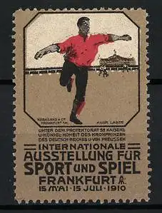 Reklamemarke Frankfurt, Internationale Ausstellung für Sport und Spiel 1910, Fussballspieler