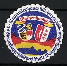 Reklamemarke Weihenstephan, Weihenstephaner Milchwirtschaft, Wappen und Banner