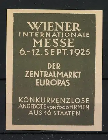 Reklamemarke Wien, Internationale Messe 1925, Zentralmarkt Europas