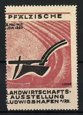 Reklamemarke Ludwigshafen, Pfälzische Landwirtschaftsausstellung 1925, Pflug