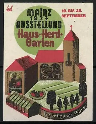 Reklamemarke Mainz, Ausstellung Haus·Herd·Garten 1927, Vergnügungs·Park