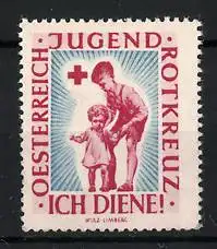 Reklamemarke Österreich, Jugend Rotkreuz, Kind und Jugendlicher mit Kreuz