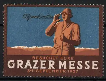 Reklamemarke Graz, Besuchet Eure Grazer Messe 1927, Alpenländler