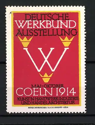 Reklamemarke Coeln, Deutsche Werkbund Ausstellung 1914, W-Emblem