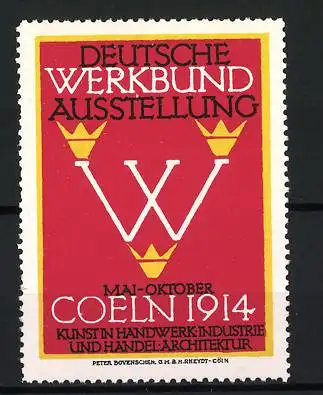 Reklamemarke Coeln, Deutsche Werkbund Ausstellung 1914, Buchstabe W