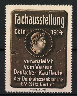 Reklamemarke Cöln, Fachausstellung 1914, Profilkopf