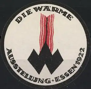 Reklamemarke Essen, Die Wärme Ausstellung 1922, Flammen und geometrische Formen