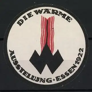 Reklamemarke Essen, Die Wärme Ausstellung 1922, Flammen und Gebäude