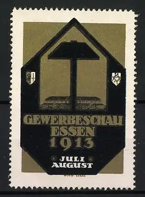 Reklamemarke Essen, Gewerbeschau 1913, Hammer und Amboss