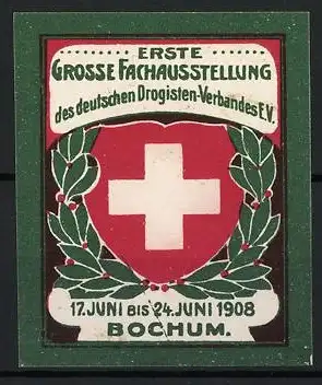 Reklamemarke Bochum, Erste Grosse Fachausstellung, Schweizer Kreuz, 1908