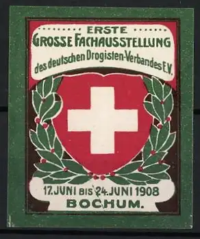 Reklamemarke Bochum, Erste Grosse Fachausstellung, Schweizer Kreuz, 1908