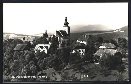 AK St. Pankratzen bei Stübing, Panorama mit Kirche