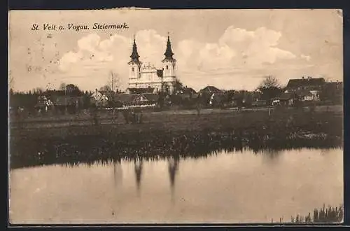 AK St. Veit a. Vogau, Teilansicht mit Kirche