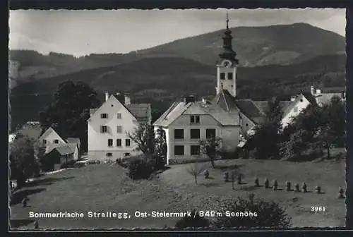 AK Strallegg /Ost-Steiermark, Panorama mit Kirche