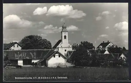 AK St. Magdalena /Oststmk., Ortspartie mit Kirche