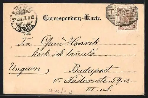 AK Leoben, Gruss aus Göss, Ortsansicht im Passepartout mit Wappen