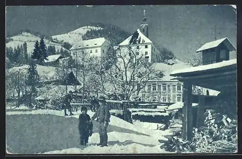 AK Donnersbach, Ortsansicht im Winter