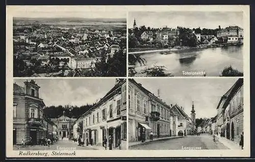 AK Radkersburg, Panoramablick & Partien auf der Langgasse