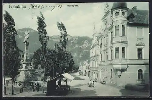 AK Frohnleiten, Marktplatz mit Brunnen