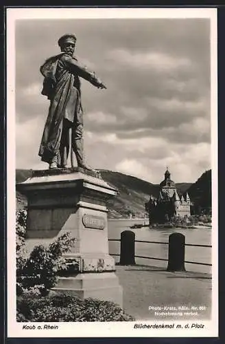 AK Kaub, Blücherdenkmal mit der Pfalz