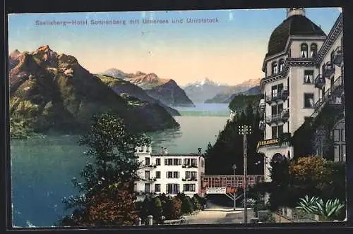 AK Seelisberg, Hotel Sonnenberg mit Urnersee und Urirotstock