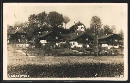 AK Langenthal, Häuser mit Gärten im Sonnenschein