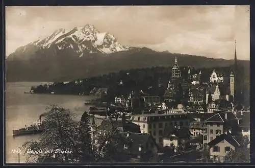 AK Weggis, Blick gegen den Pilatus